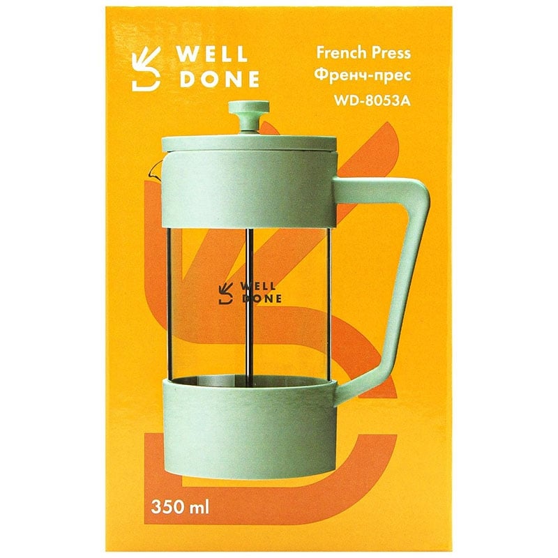 Заварник Well Done WD-8053A френч-пресс стеклянный 350 мл Mint (26202756) - фото 11 Заварник Well Done WD-8053A френч-пресс стеклянный 350 мл Mint (26202756) - фото 11