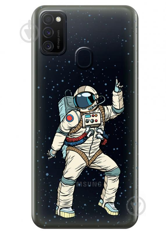 Прозрачный силиконовый чехол iSwag для Samsung Galaxy M21 с рисунком - Веселый космонавт (M1774) Прозрачный силиконовый чехол iSwag для Samsung Galaxy M21 с рисунком - Веселый космонавт (M1774)