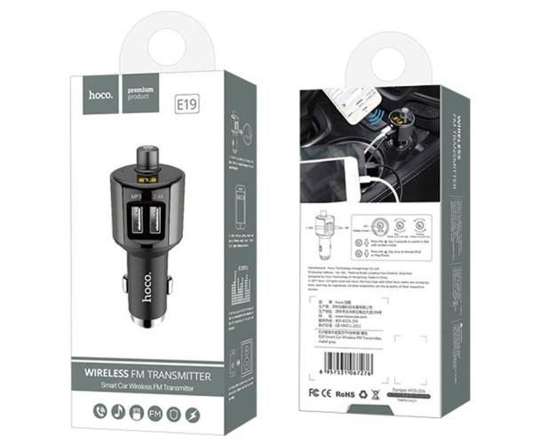 Модулятор FM автомобільний зарядний Hoco E19 Grey - фото 4 Модулятор FM автомобільний зарядний Hoco E19 Grey - фото 4