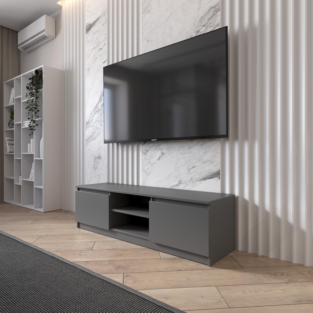 Тумба под телевизор VAYS с открытой нишей 140х40х40 см Антрацит (31190614)