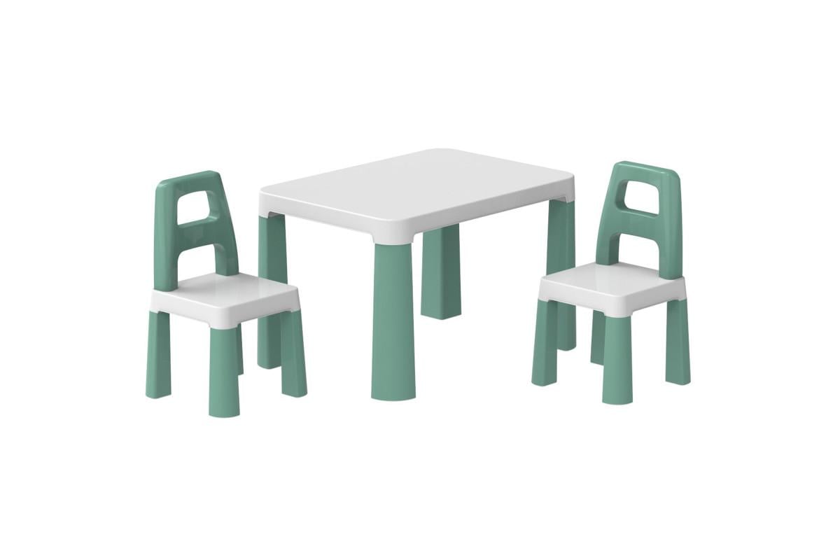 Набор детской мебели ТехноК Столик и 2 стула из пластика 47х54х75 см Зелено-белый (150-98-TH0440) Набор детской мебели ТехноК Столик и 2 стула из пластика 47х54х75 см Зелено-белый (150-98-TH0440)