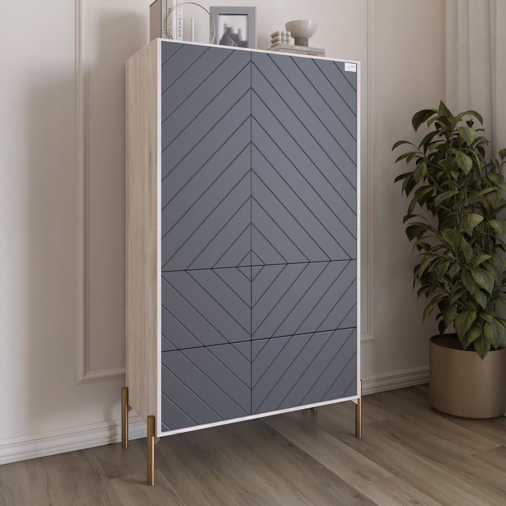 Комод-пенал Lion Амарант 84x40x150 см Самоа Дымчатый/Графитовый (LION-042207) Комод-пенал Lion Амарант 84x40x150 см Самоа Дымчатый/Графитовый (LION-042207)