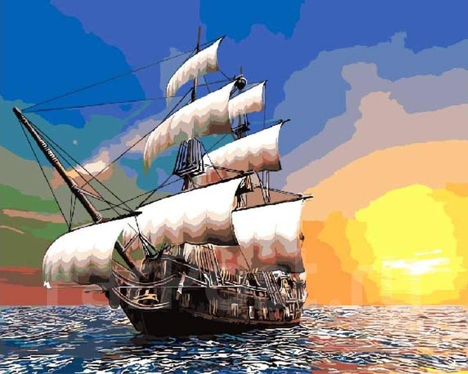 Картина по номерам Rainbow Art Парусник на закате (GX9703-RA)