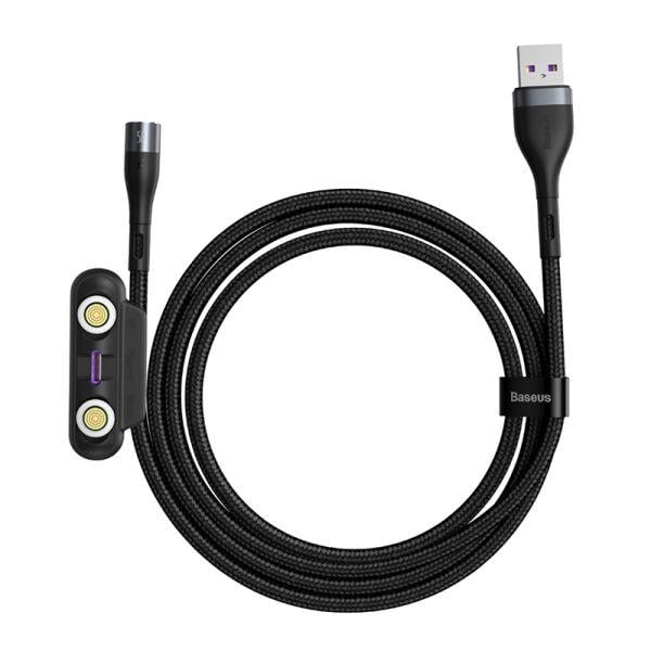 Кабель Baseus Zinc Magnetic Safe Fast Charging Data Cable USB to M+L+C 5A 1 м Gray/Black