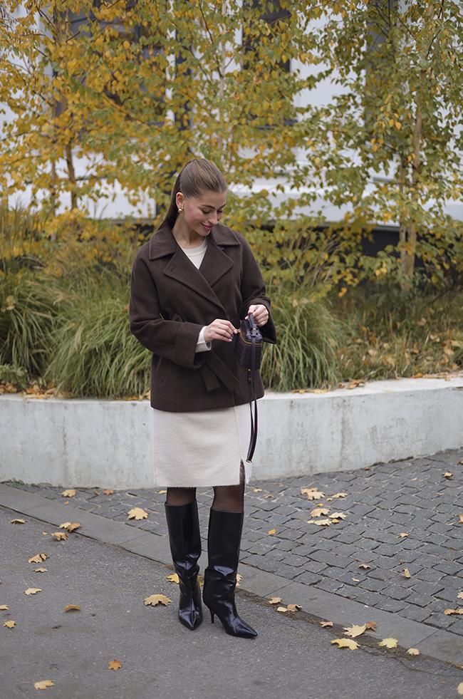 Пальто Lipar прямого кроя шерстяное укороченное р. 54 Шоколадный (6319/4) - фото 4