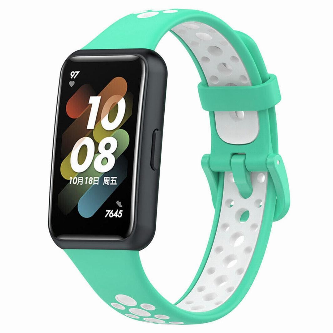Ремешок силиконовый Primolux Perfor Classic для фитнеса браслета Huawei Band 7 Teal/White (1669187128)
