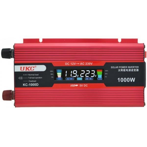 Інвертор автомобільний UKC з LCD екраном 12V 220V 1000W USB (2812KC1000)