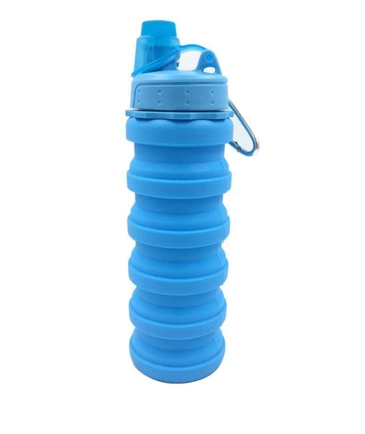 Бутылка складная силиконовая Portable Sport Water Bottle с карабином светло Синий (11-1-0065555)