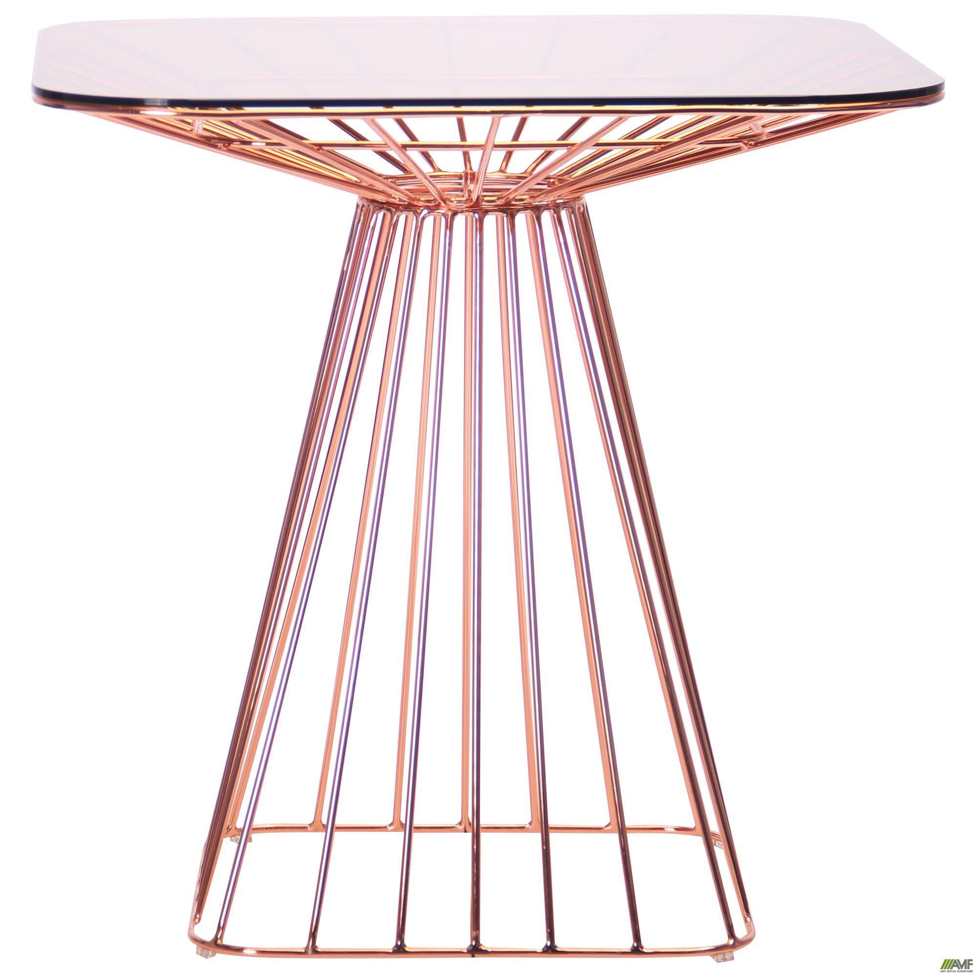 Стол AMF Tern rose gold/glass top 750х750 мм сталь/закаленное стекло Розовое золото