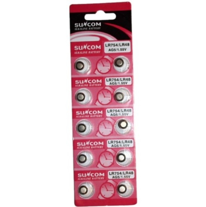 Батарейка таблетка Sunkom AG5 LR754 LR48 Alkaline 10 шт. (287943)