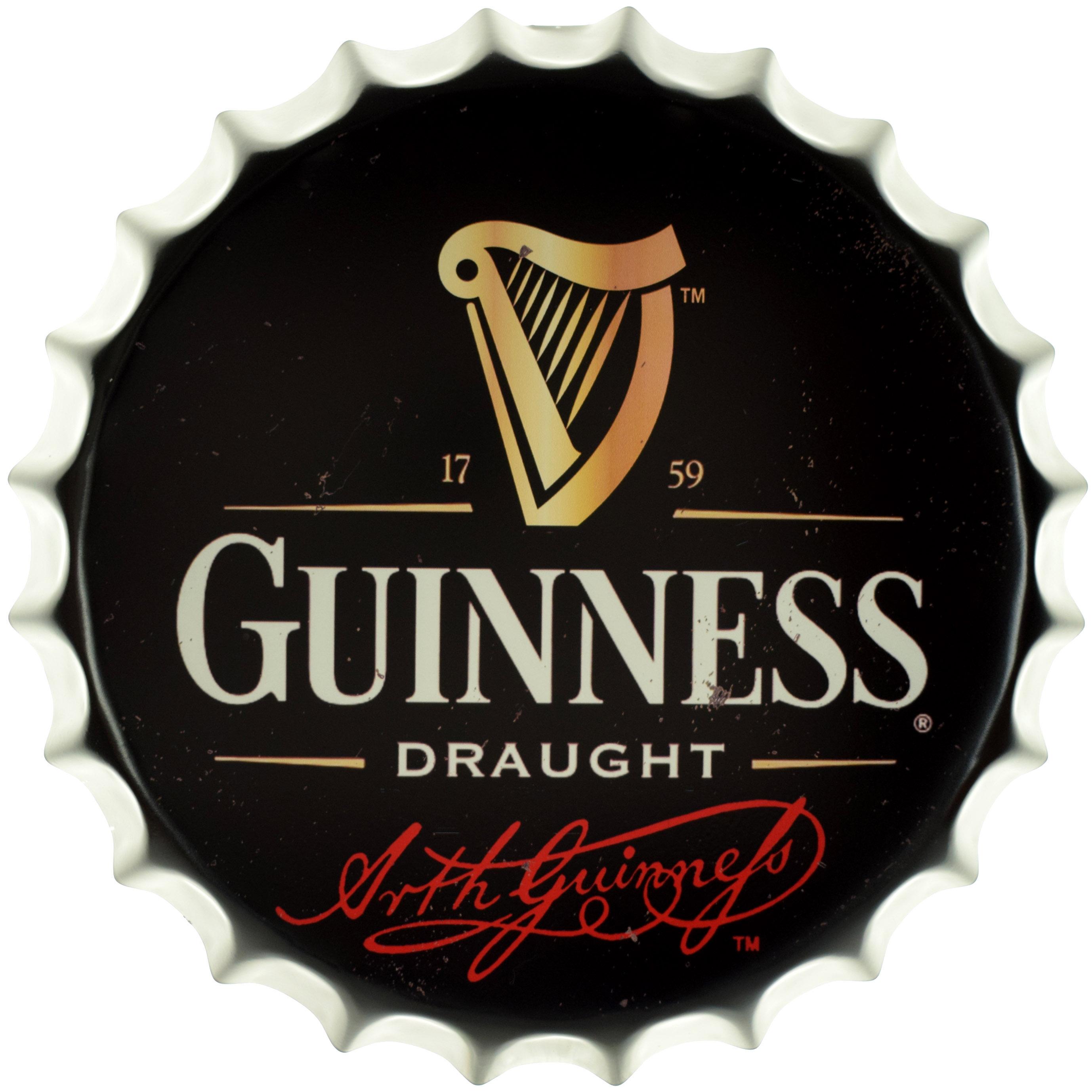 Табличка металлическая Guinness Draught крышка 35 см