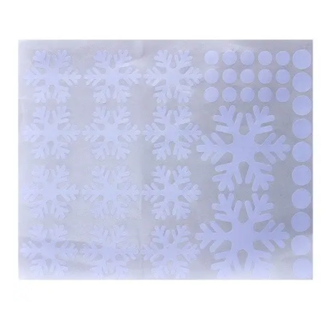 Наклейки новогодние на окна Снежинки 26х20 см Белый (608157/1)