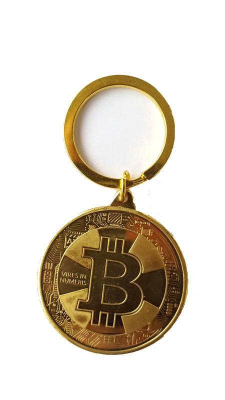 Брелок біткоїн BTC 40х75 мм Золотистий