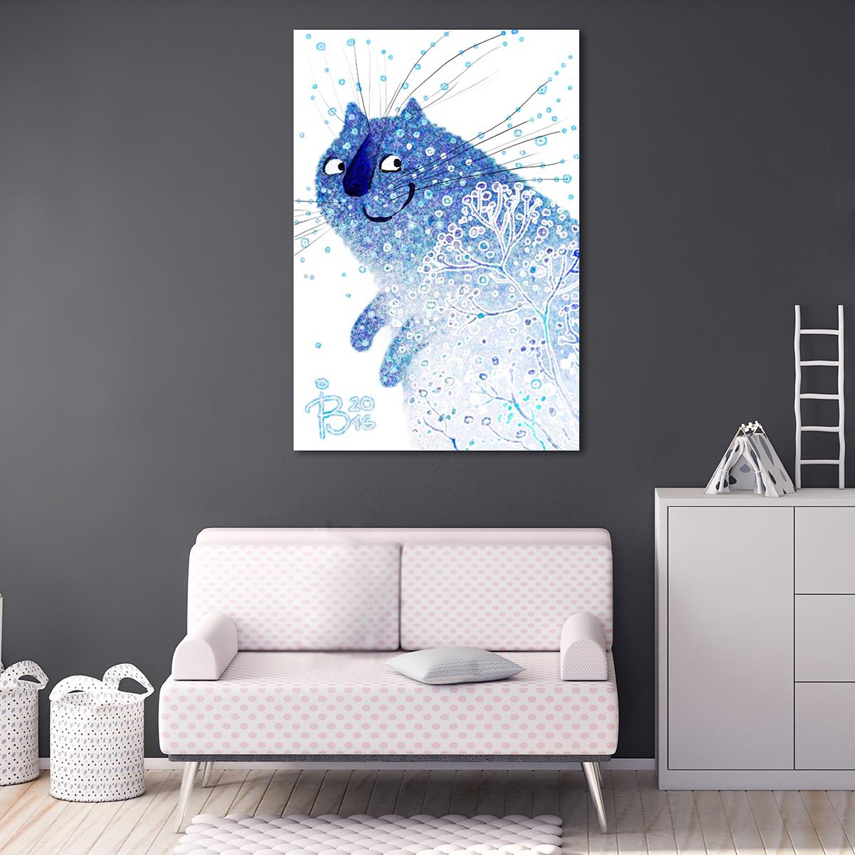 Модульная картина Снегокот 1 модуль 30х45 см