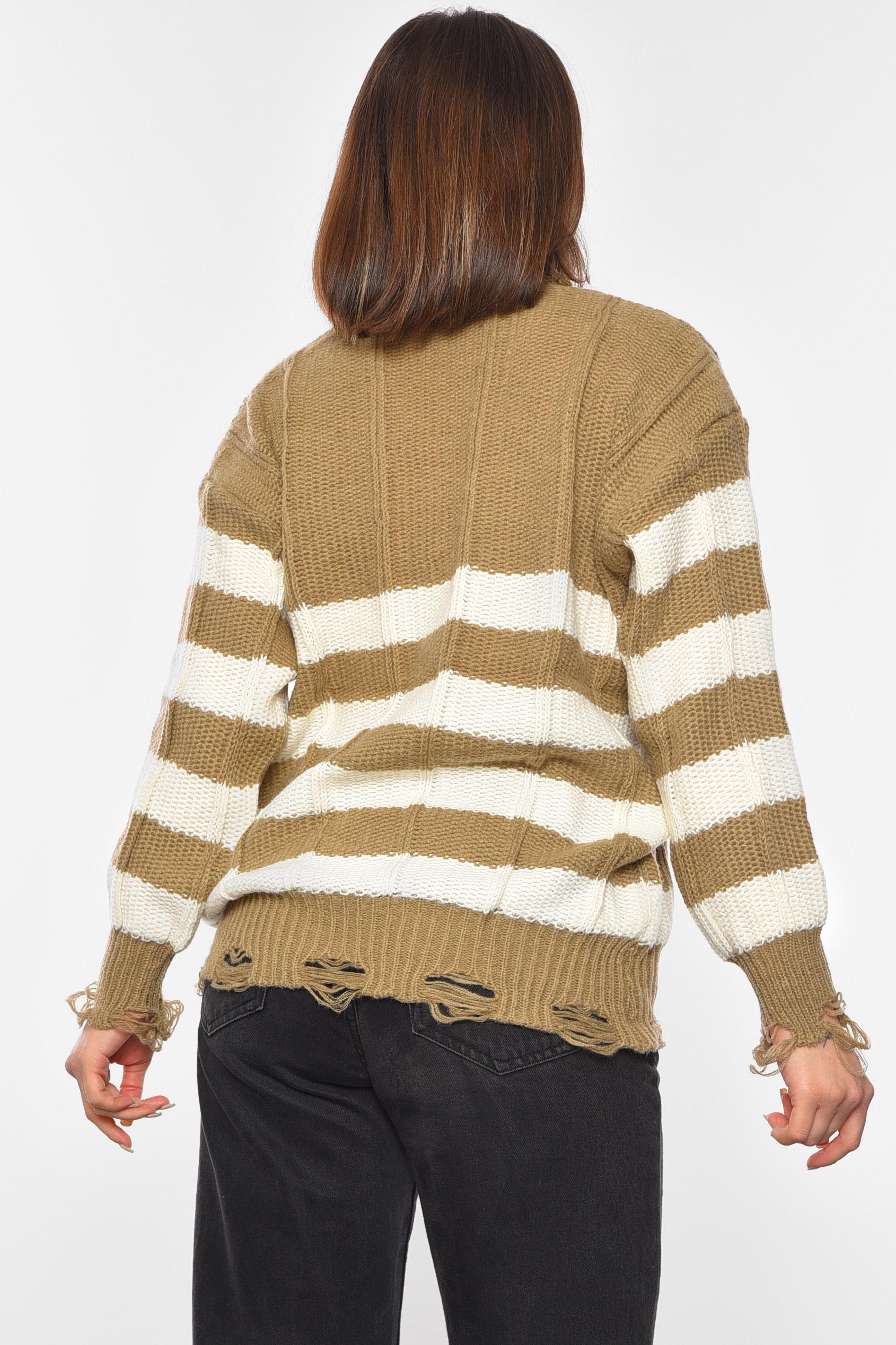 Свитер женский полубатальный XL-2XL Бежевый (192565) - фото 3