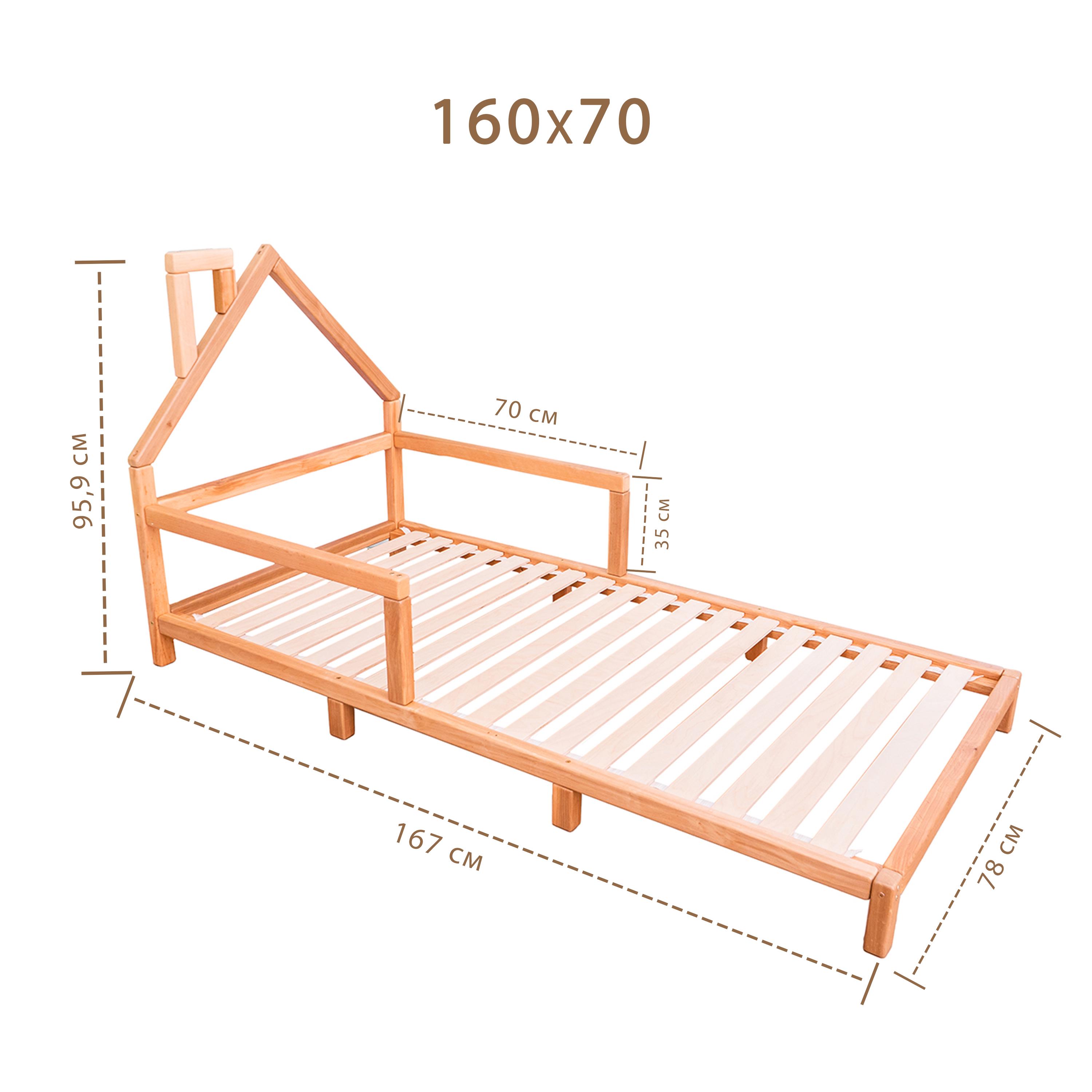 Кровать детская BusyWood Монтессори 3 160х70 см Натуральное дерево (M3LN07) - фото 11