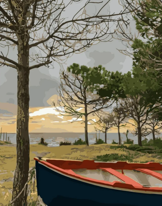 Картина по номерам Strateg Лодка на берегу 2 40x50 см (VA-3309)