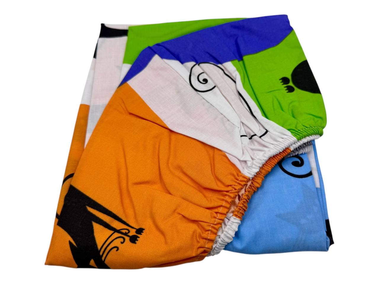 Простыня на резинке Кошка Радуга из бязи 70х140 см (G-5504/x из бязи 70)