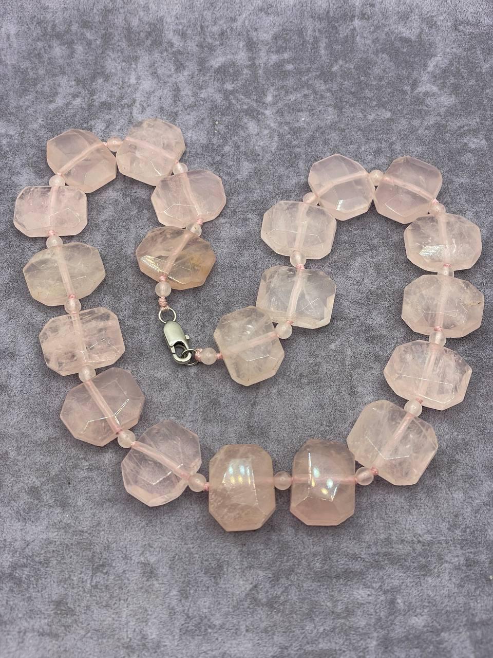 Бусы кварц 45 см Розовый (1529)