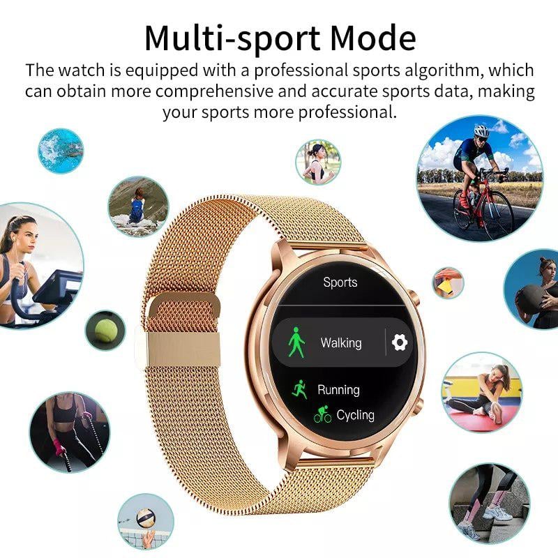 Смарт-годинник жіночий Lemfo T18 тонометр/пульсоксиметр 2 ремінці Gold - фото 7 Смарт-годинник жіночий Lemfo T18 тонометр/пульсоксиметр 2 ремінці Gold - фото 7