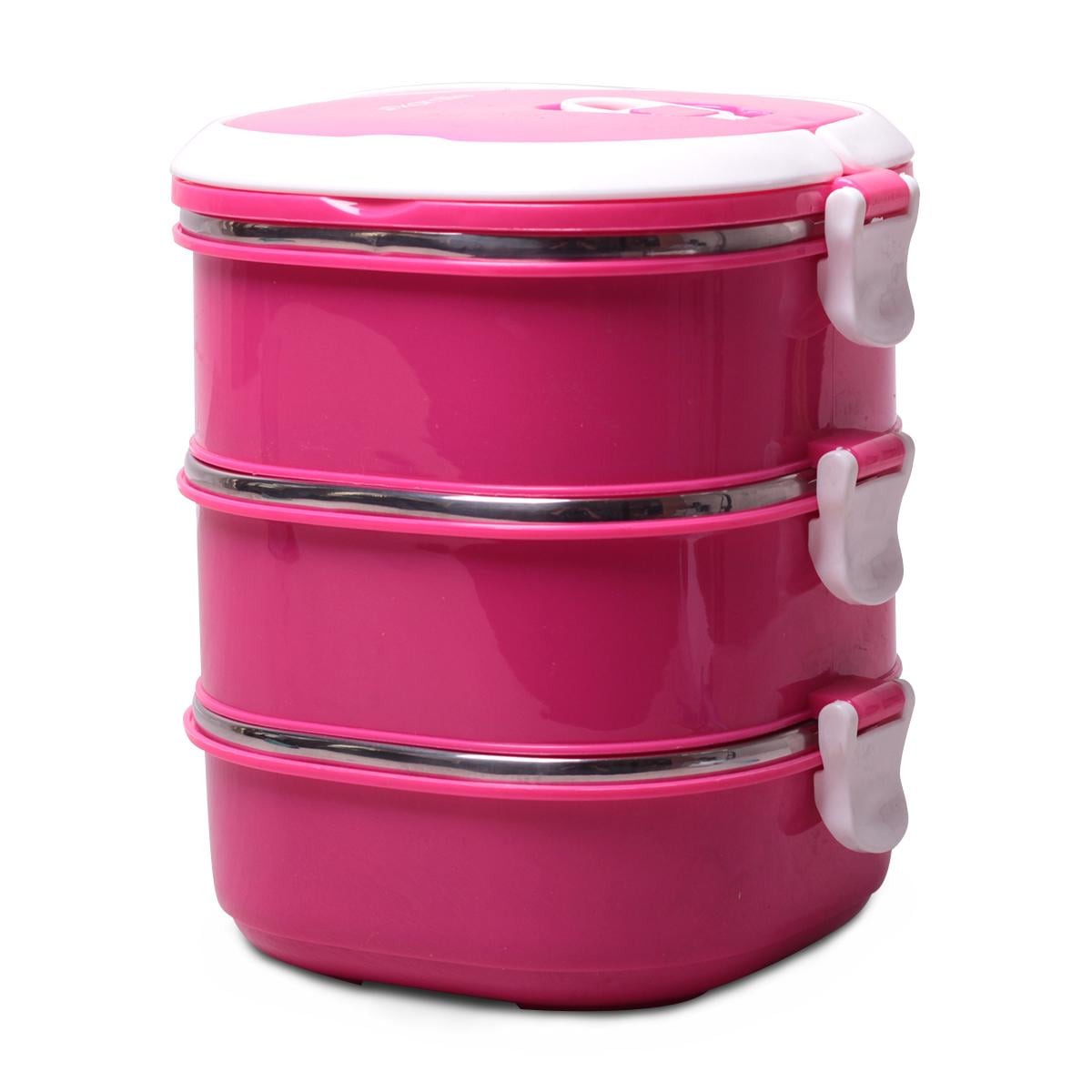 Ланч-бокс тройной Kamille из нержавеющей стали и пластика 2700 мл (14613962)