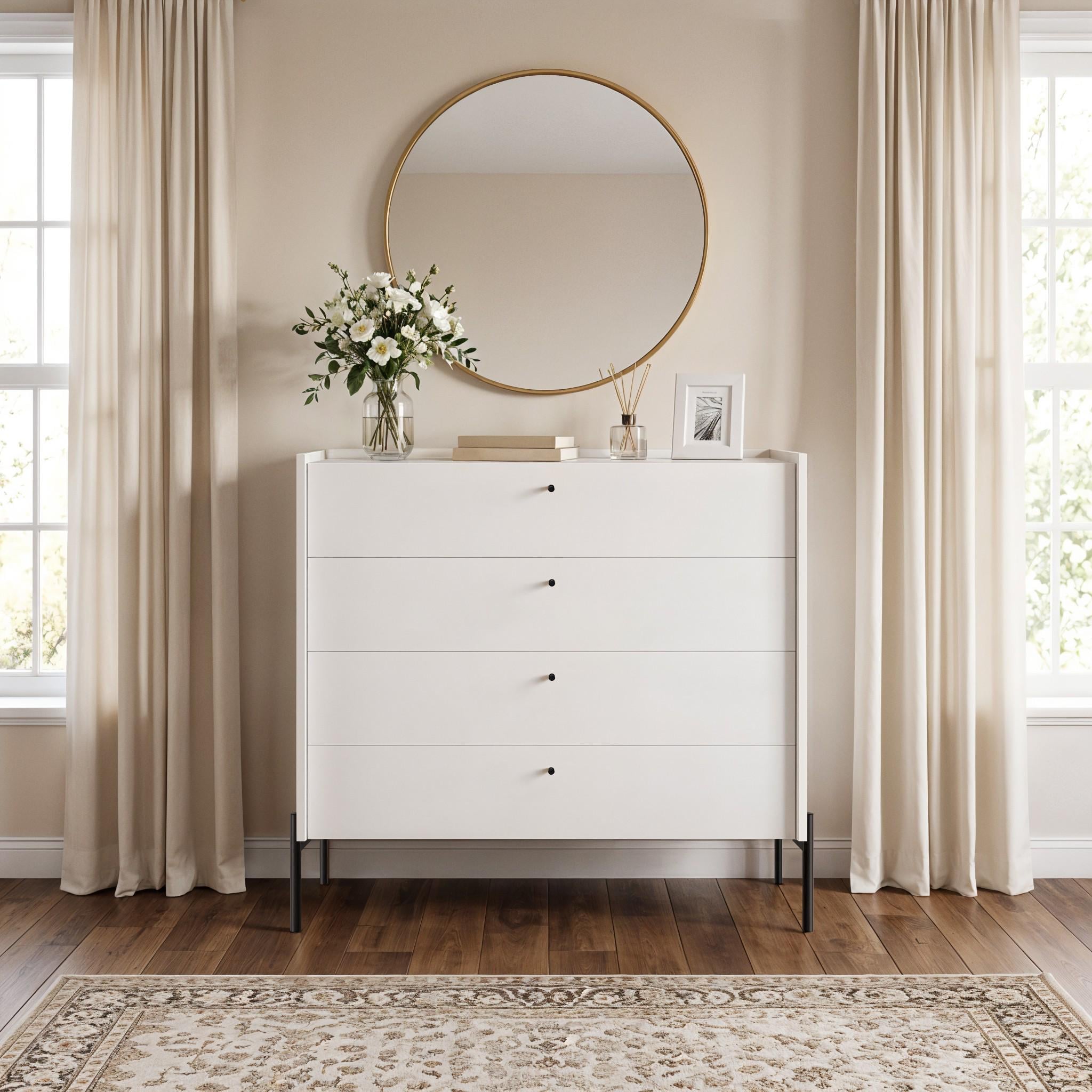 Комод на 4 ящика Вуд 1000x450x900 мм Белый/Черный