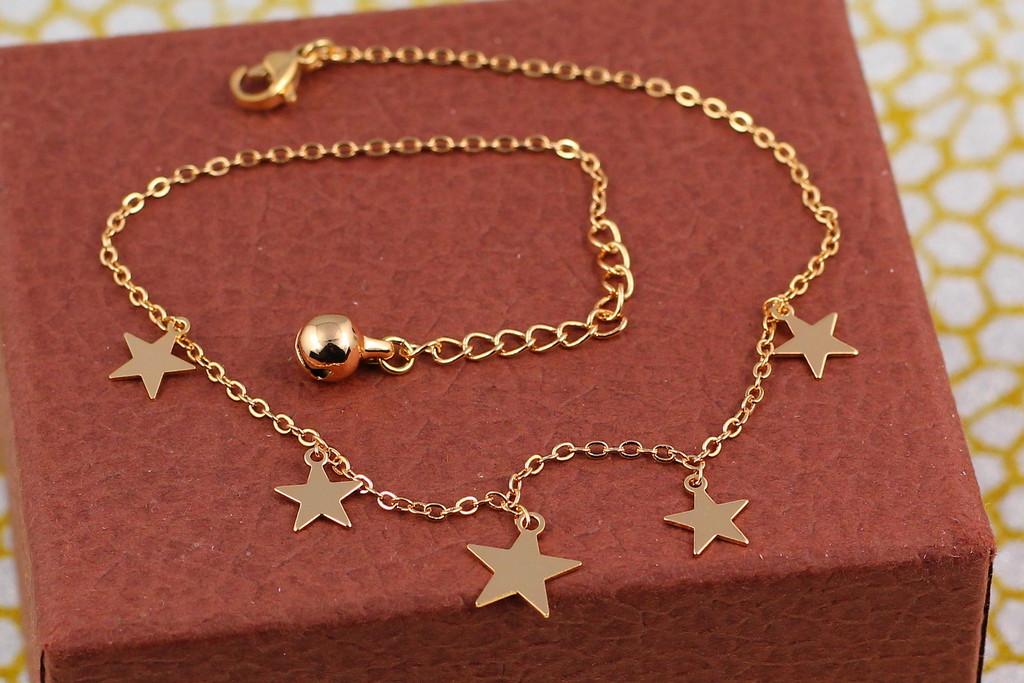 Браслет на ногу Xuping Jewelry Звезды 23 см 1 мм/добавка цепи 3 см Золотистый (1674773311)