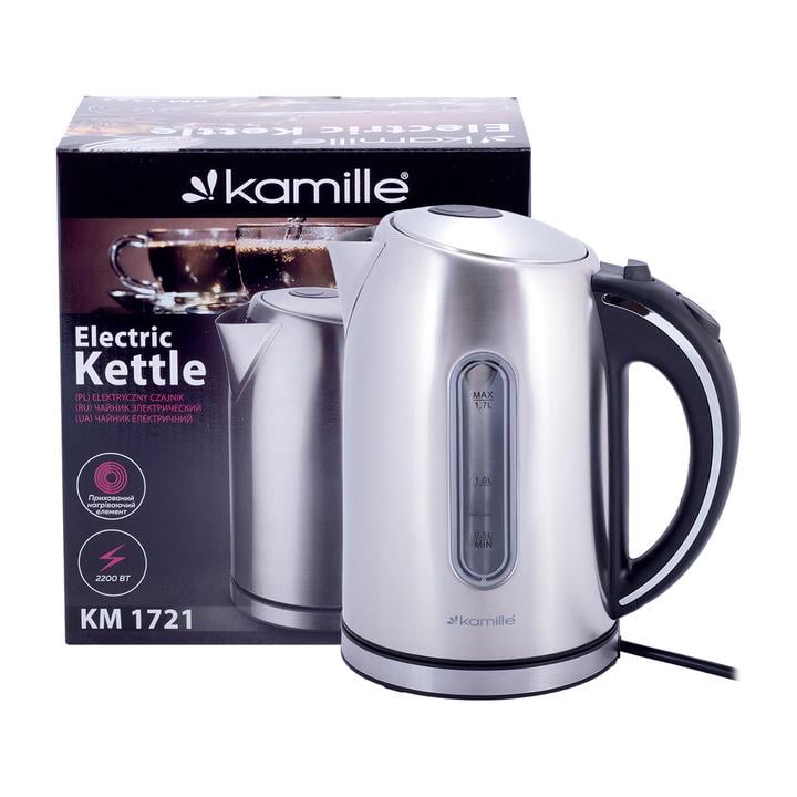 Електрочайник Kamille 1721 1,7 л з нержавіючої сталі з LED-підсвічуванням - фото 5 Електрочайник Kamille 1721 1,7 л з нержавіючої сталі з LED-підсвічуванням - фото 5