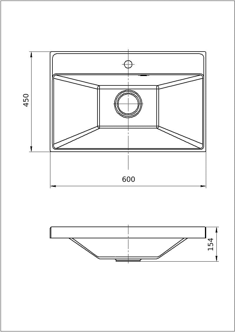 Умивальник на стільницю/тумбу ROMZHA Valencia 60 зі штучного каменю 600х450 мм Білий (RO31443) - фото 2 Умивальник на стільницю/тумбу ROMZHA Valencia 60 зі штучного каменю 600х450 мм Білий (RO31443) - фото 2