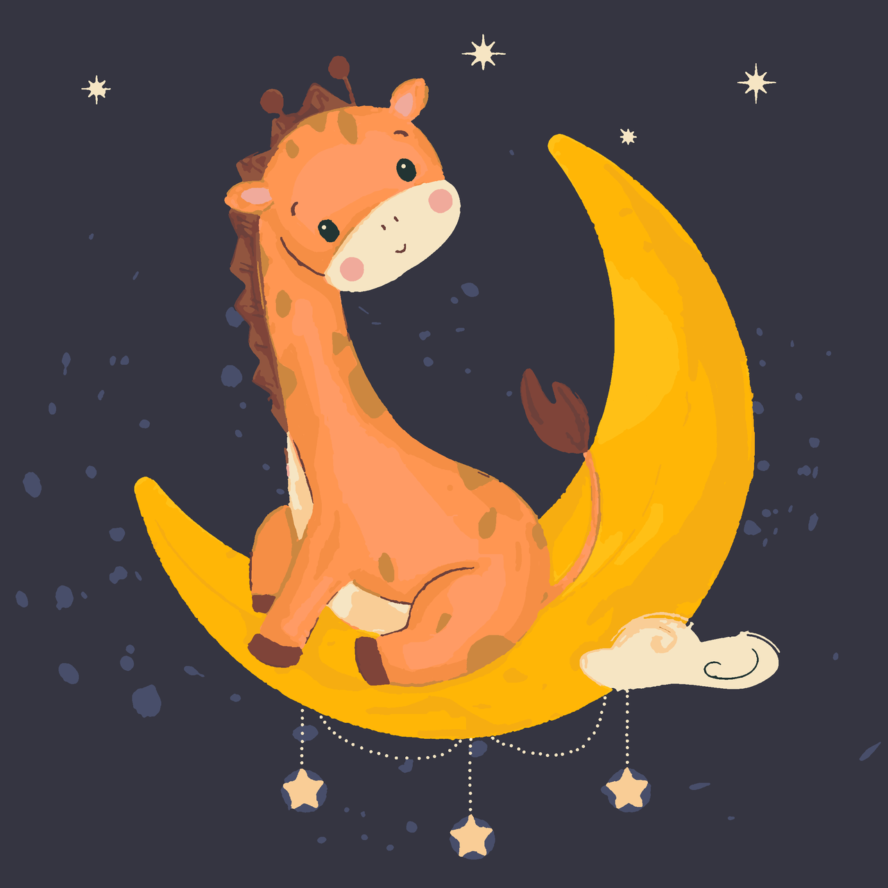 Картина со светодиодной подсветкой по номерам Riviera Blanca Жираф на луне ГР1-020 25x25 см (2609182705)