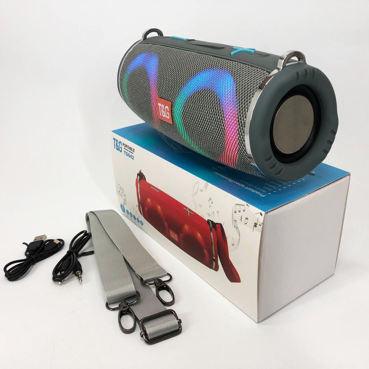 Портативна колонка з RGB підсвічуванням та ремінцем Сірий (TG642) - фото 18