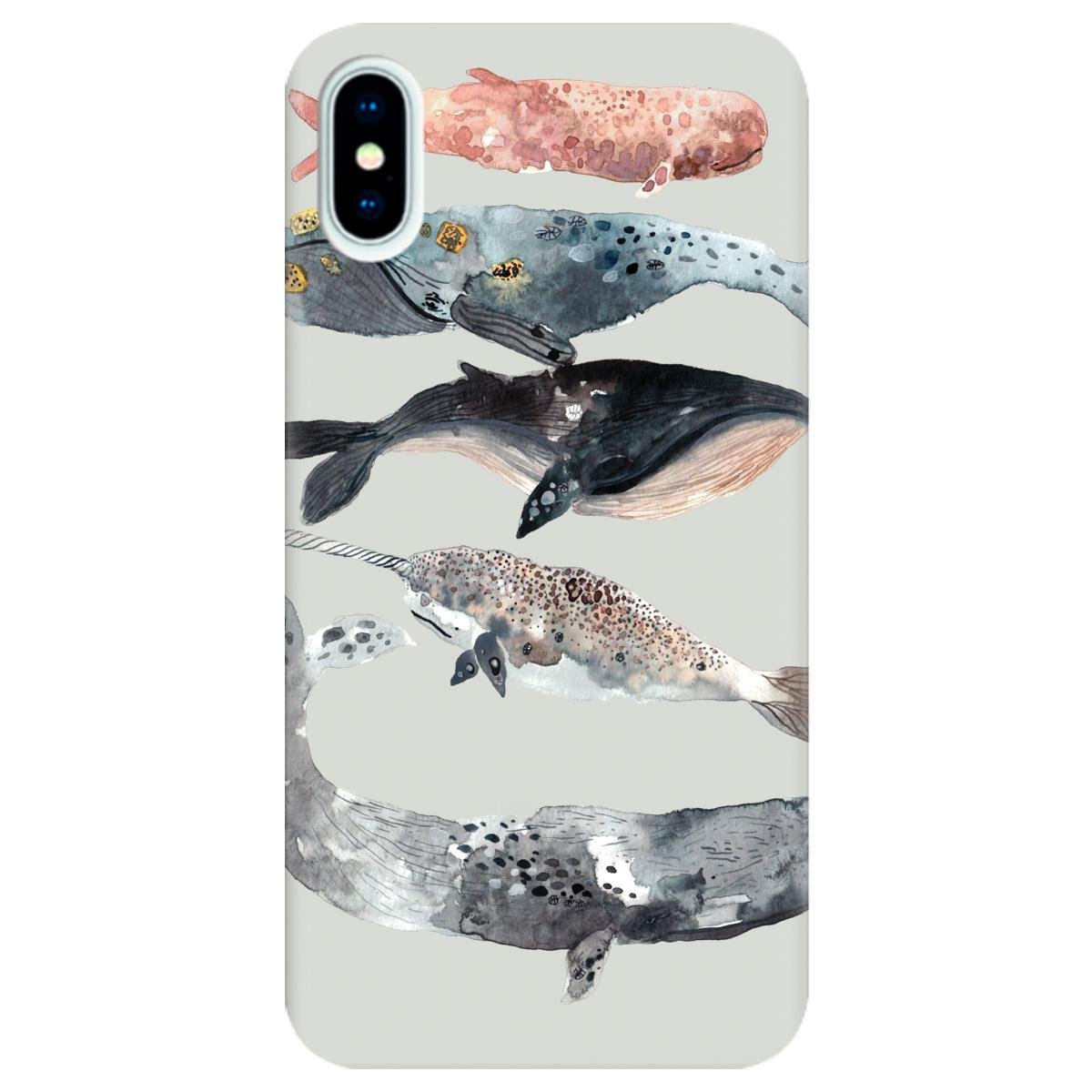 Силиконовый чехол Zorrov для Apple iPhone X - Whales white (10270080226079709)