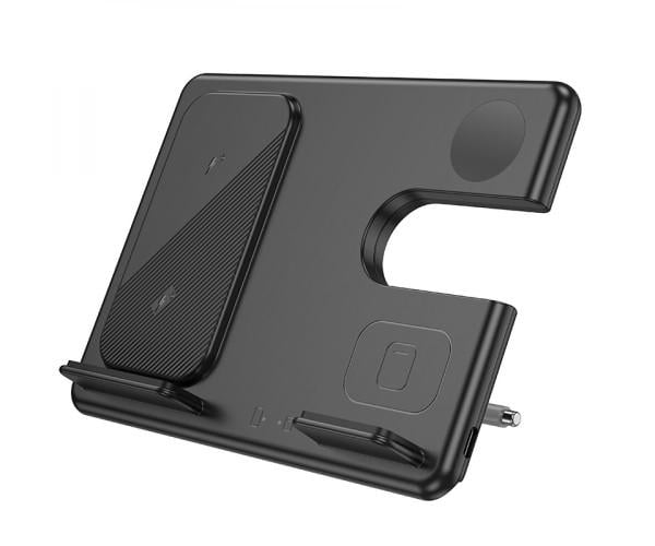 Устройство беспроводное зарядное Hoco CQ2 3в1 SAM Watch 15W Black