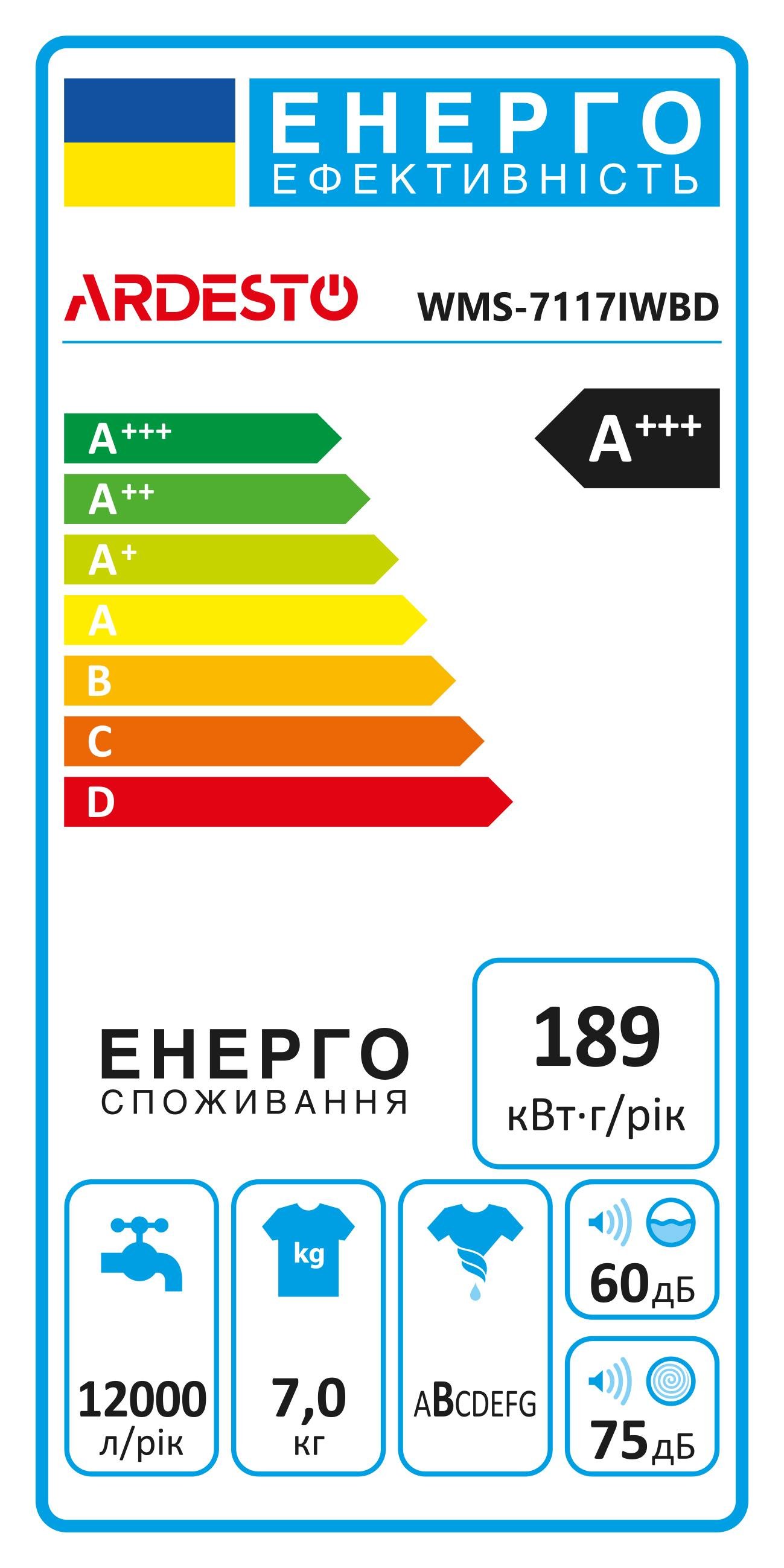 Пральна машина Ardesto WMS-7117IWBD - фото 9