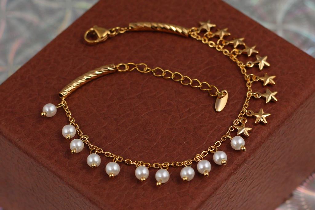 Браслет Xuping Jewelry Конфитюр с жемчугом 17 см 10 мм Золотистый