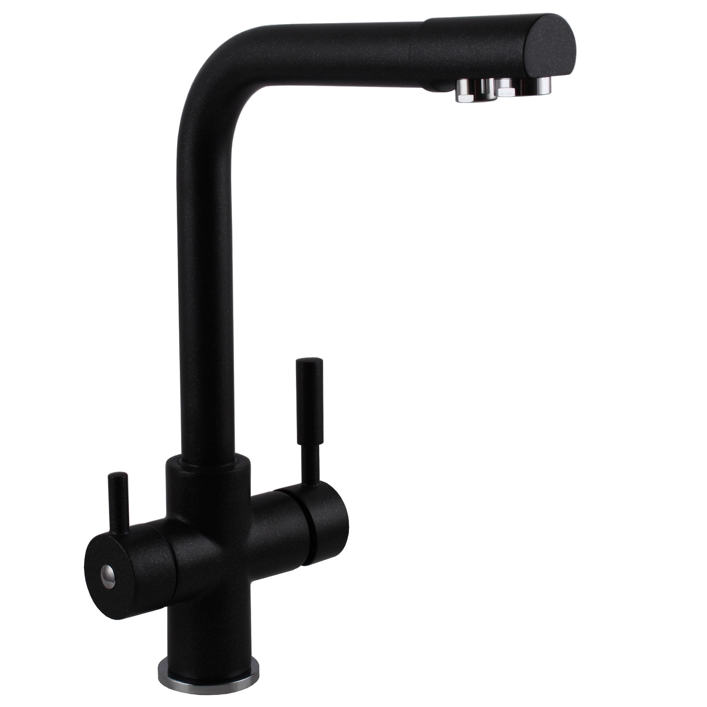 Смеситель для кухни Globus Lux LAZER GLLR-0888-1-ONIX под осмос с двумя рукоятками и вращающимся изливом Черный (000011311)