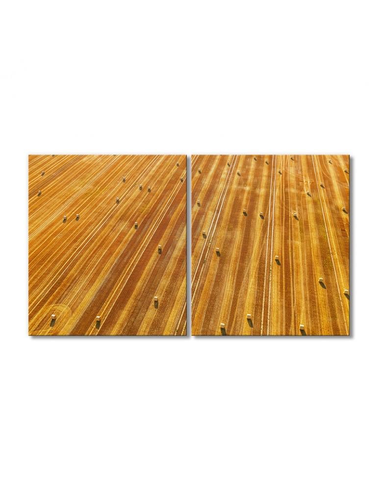 Картина модульная Пейзаж поле тюки сена 2 модуля 60x90 см