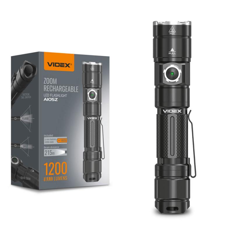 Фонарик портативный многоцелевой Videx VLF-A105Z 1200Lm 5000K (26567)