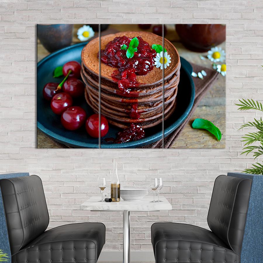 Настінний декор Американські шоколадні панкейки з вишнею 78x48 см (A272-3)
