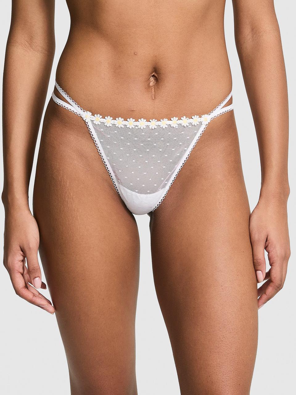 Трусики женские Victoria's Secret Wink Strappy V-String Thong XL Белый (34312955164478)