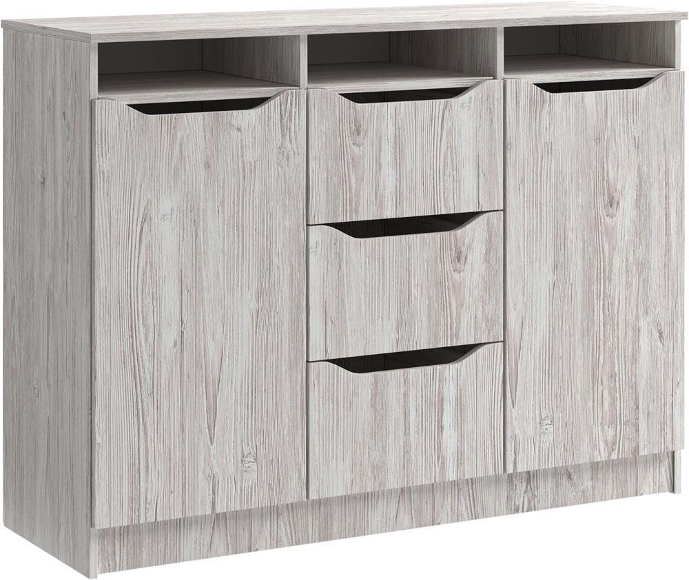 Комод 1200 Локи 2-дверный с 3 ящиками Артвуд светлый (000-000-127)