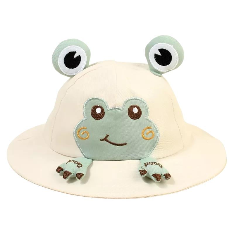 Панама детская Лягушонок с глазками на резинке из полиэстра для зашиты от солнца 46-48 см Бежевый (D-0137) Панама детская Лягушонок с глазками на резинке из полиэстра для зашиты от солнца 46-48 см Бежевый (D-0137)