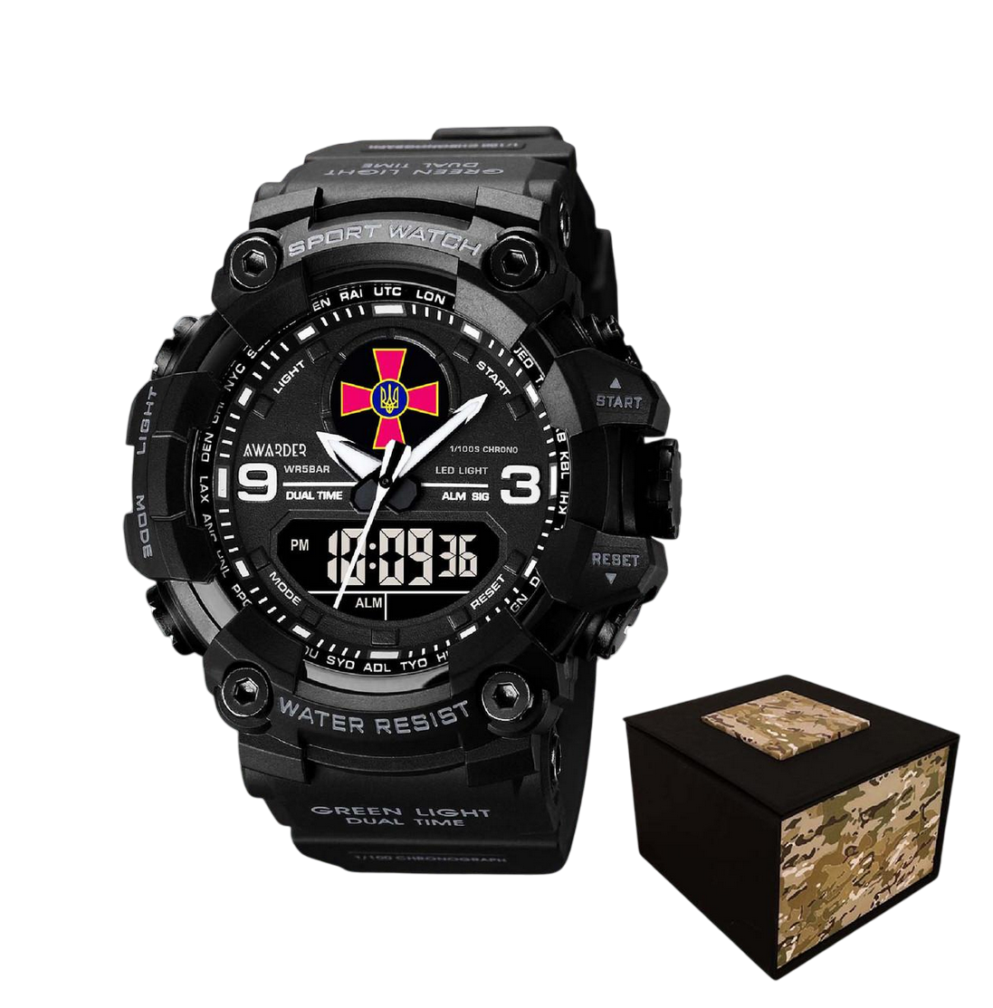 Часы наручные Awarder ЗСУ All 001 водостойкие в коробке Black