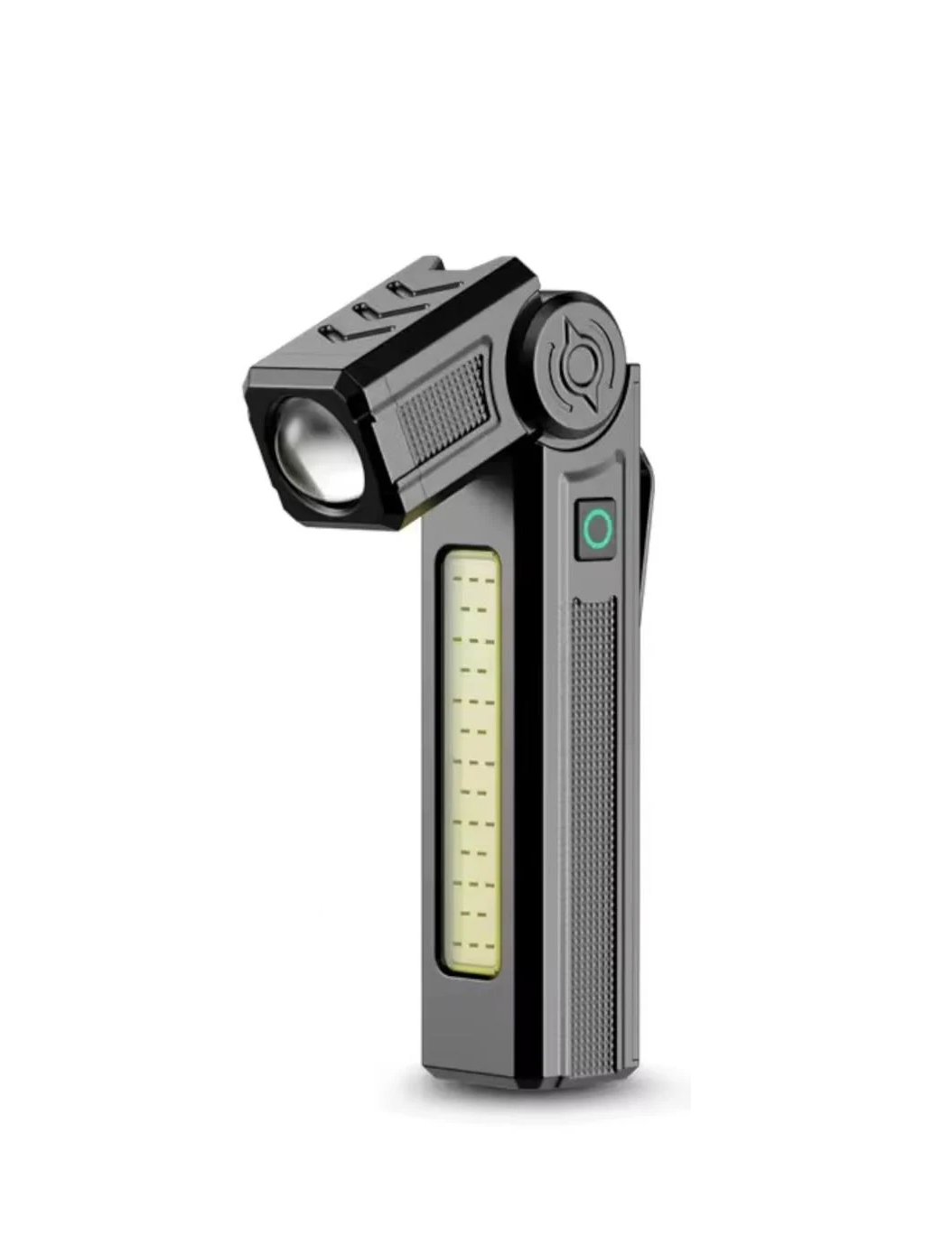 Ліхтар світлодіодний поворотний 120° LED/COB USB 5 режимів затискач для одягу та магніт Чорний (1469)