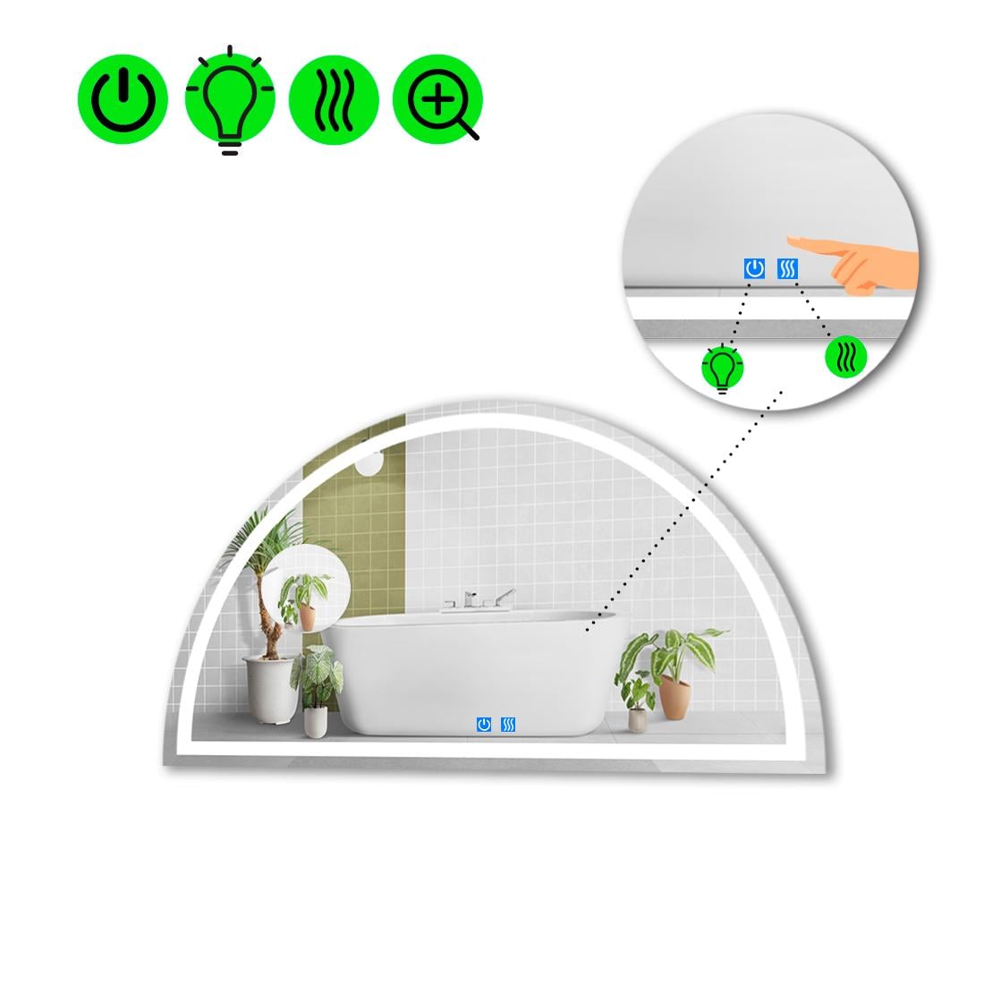 Зеркало с LED подсветкой Cerhio 1 с двумя сенсорами 100x50 см (8738352)