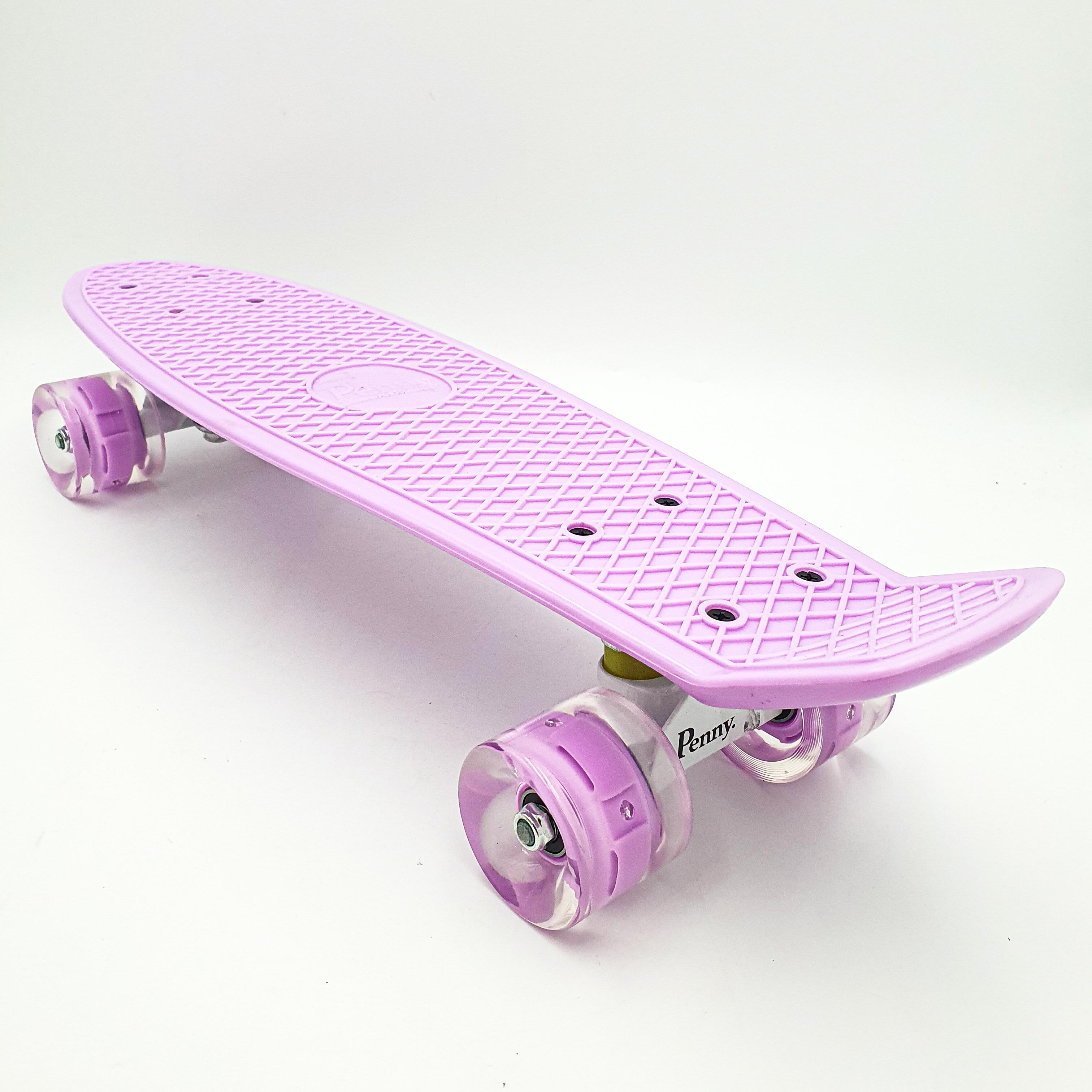 Скейтборд Penny Board Pastel Series ABEC 7 55х15 см до 80 кг со светящимися колесами Лиловый (857aff9e) - фото 5