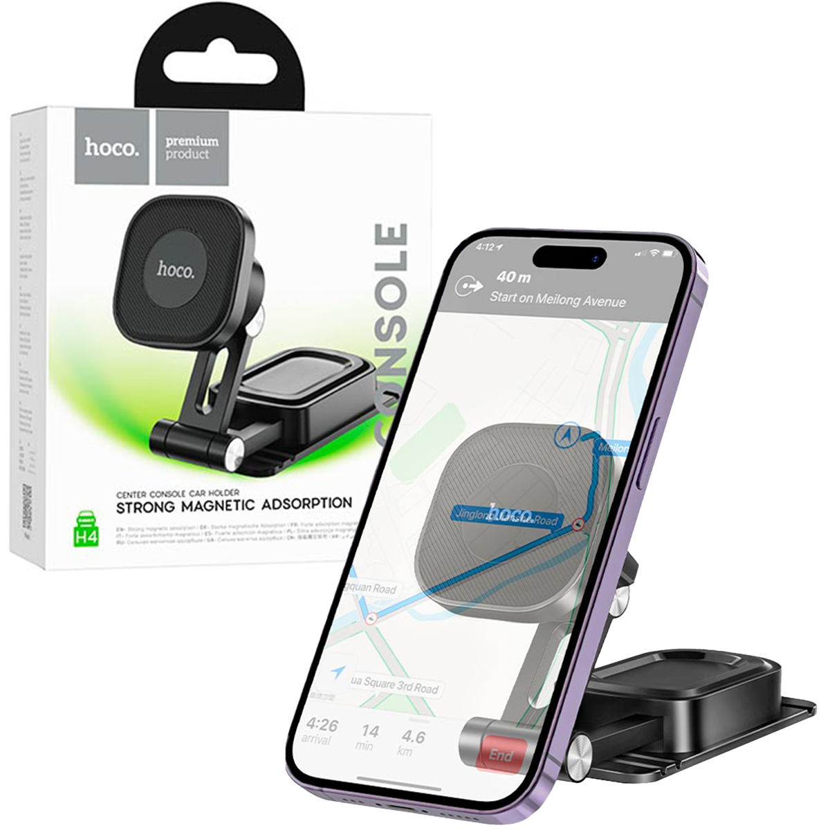 Автотримач магнітний Hoco H4 Mike Mike Magnetic Car Mount Center Console на торпедо Black - фото 2