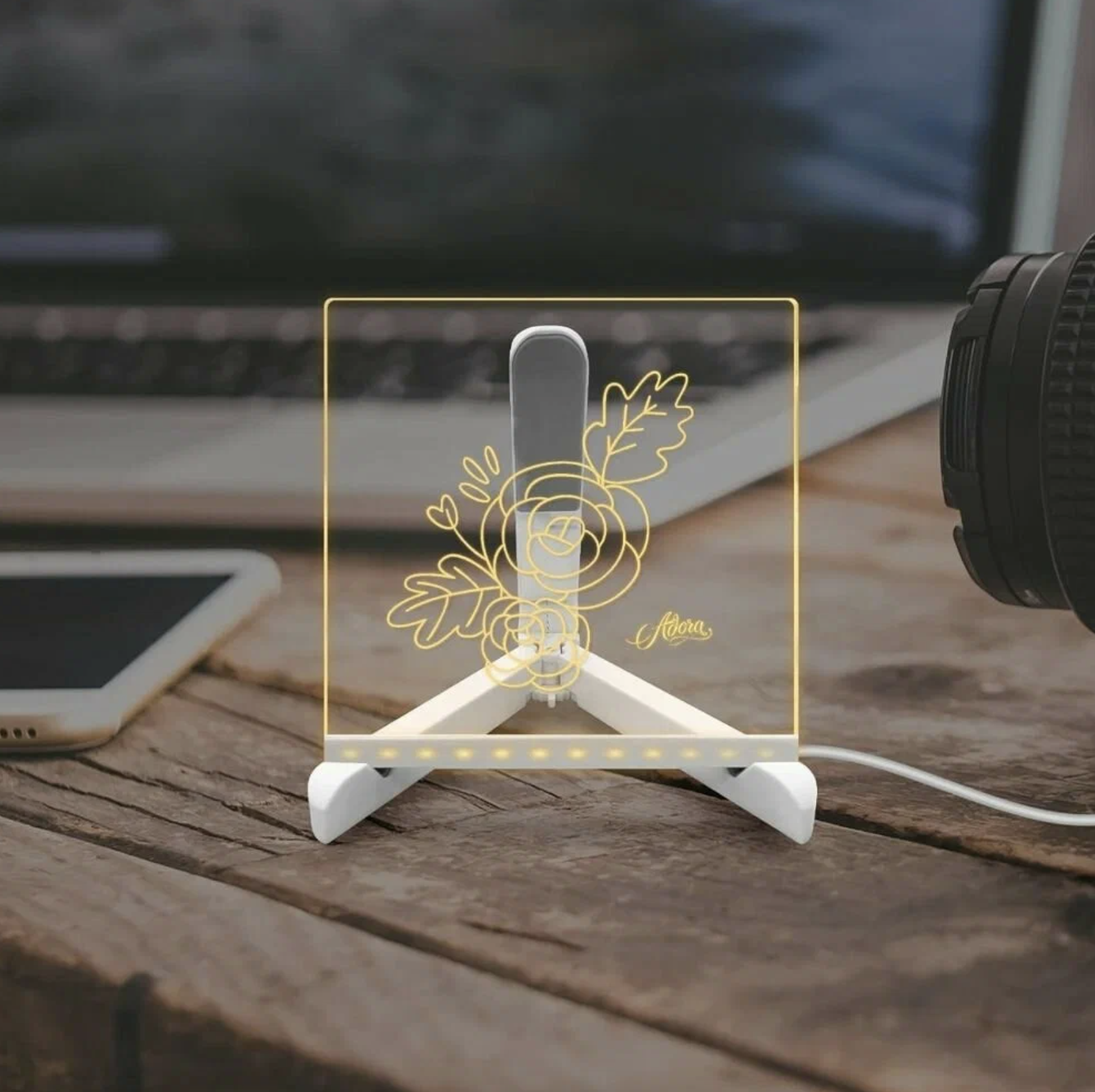 Доска светодиодная для рисования с подставкой 15x15 см с 7 ручками из USB (34629748)