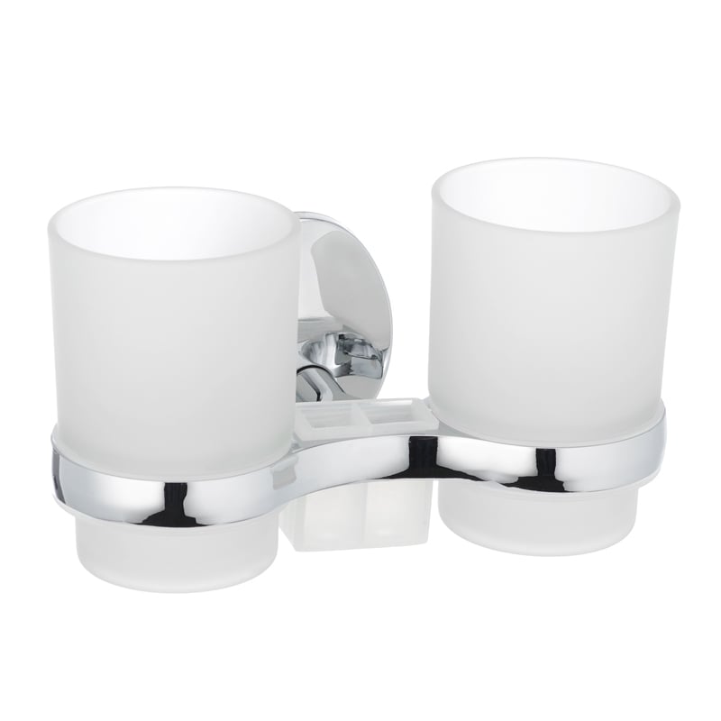 Держатель для щеток с 2 стаканами настенный ZERIX LR3308 (LL1439) - фото 2 Держатель для щеток с 2 стаканами настенный ZERIX LR3308 (LL1439) - фото 2