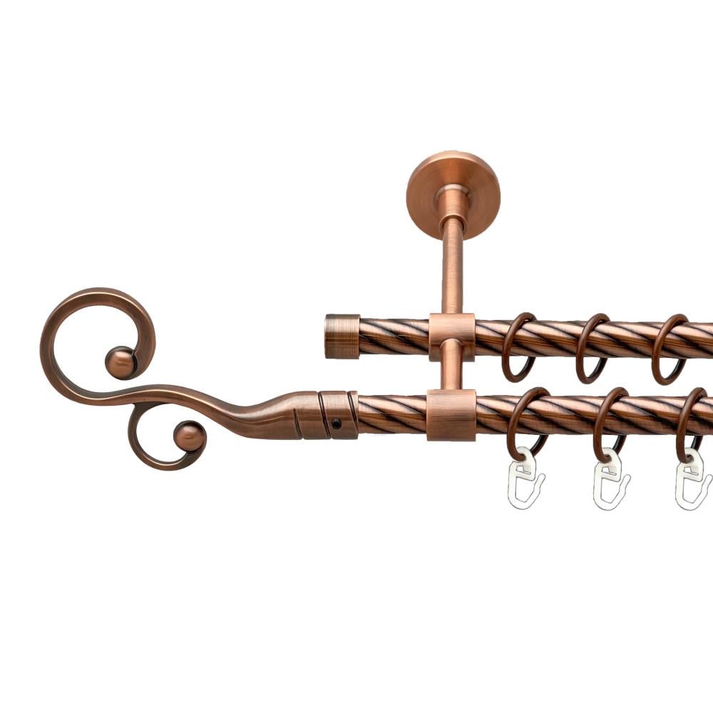 Карниз Orvit Флорес металевий дворядний закритий скручена труба кільце металеве 16/16 мм 300 см Мідь (00-00025382)